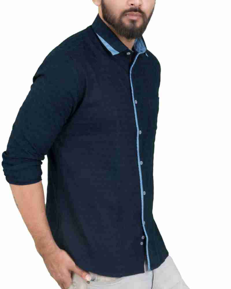 JOHN LOUIS Men Printed Casual Blue, Grey Shirt - Buy Denim Blue