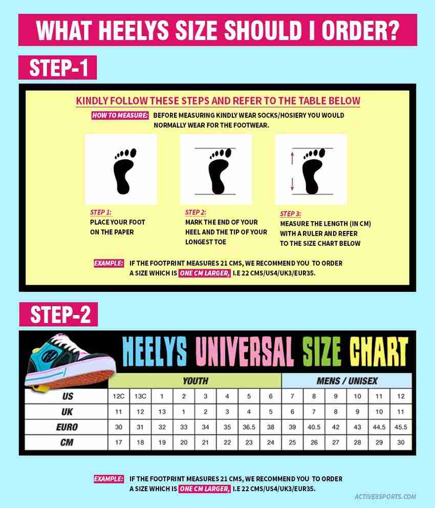 Heelys little kid size chart hotsell