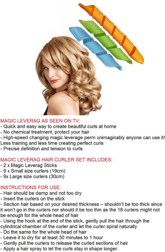 Kelley Magic Leverag As Seen On Tv Curlformers Spiral Hair Roll Curlers 18 Pcs Hair Curler