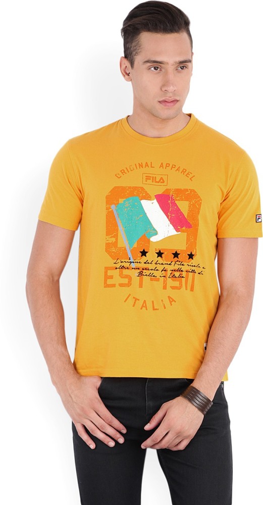 FILA Printed Men Round Neck Yellow T Shirt Buy ART GLD FILA Printed Men Round Neck Yellow T Shirt Online at Best Prices in India Flipkart