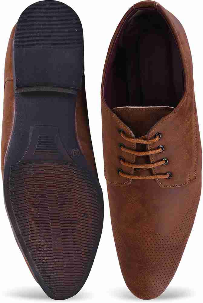 ROAD STAG Men s Formal Shoes with Texture Brown Lace Up For Men