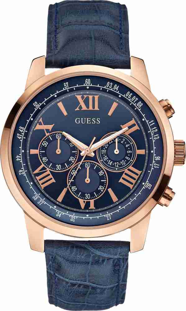 Rose gold watch blue face sale