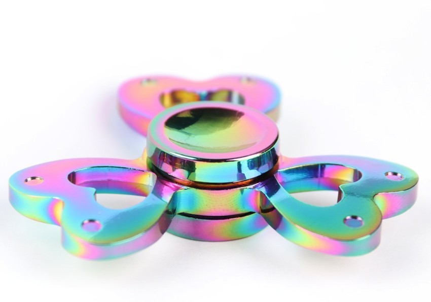 VibeX ® Zinc Alloy Rainbow Fidget Spinner (3-Side) Love Heart