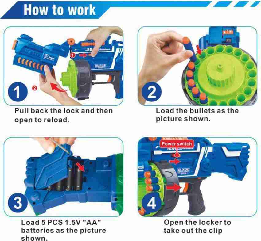 radhE Blaze Storm Soft Bullet Fully Automatic Gun HOT WHEEL style Blue Guns Darts Blaze Storm Soft Bullet Fully Automatic Gun HOT WHEEL style Blue shop for radhE products