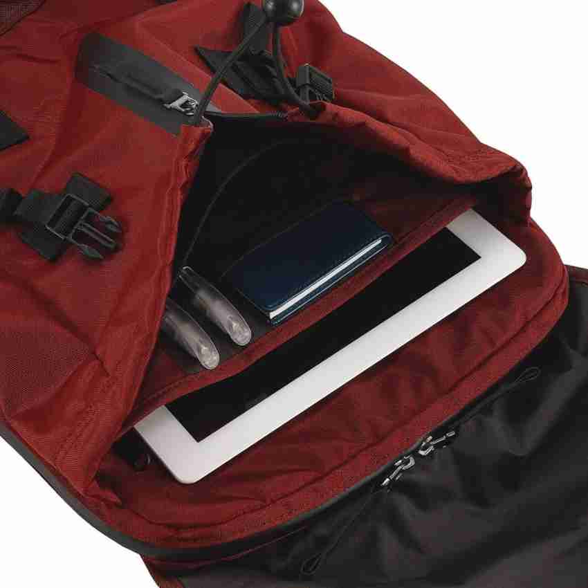 Flapover drawstring laptop backpack top