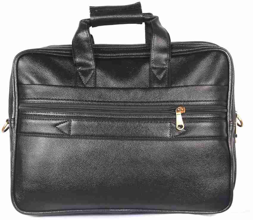 HANDCUFFS Leather Office Bag 16 Inch Laptop Bag For Men Black Waterproof Messenger Bag