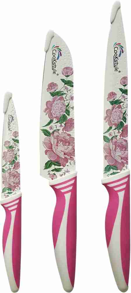 Kitchen Knife Set, Cute Kawaii Flower Pattern Paring Knife, Peeler