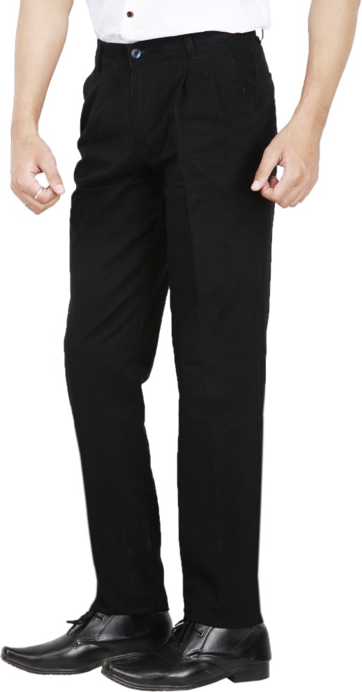 Buy AD & AV Men Black Solid Synthetic Single Formal Trousers