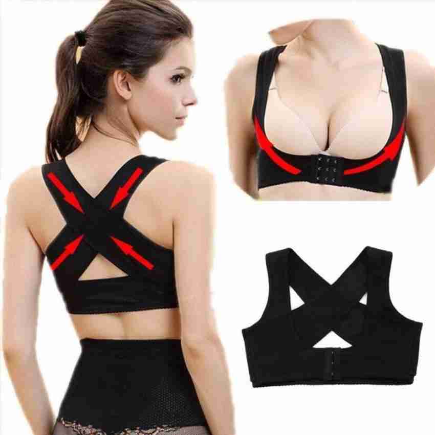 Buy Women Stretchable Breast Push Up Brace Bra & Back Support, Posture  Corrector, Corset Belt (XL, Black) Online at Low Prices in India 
