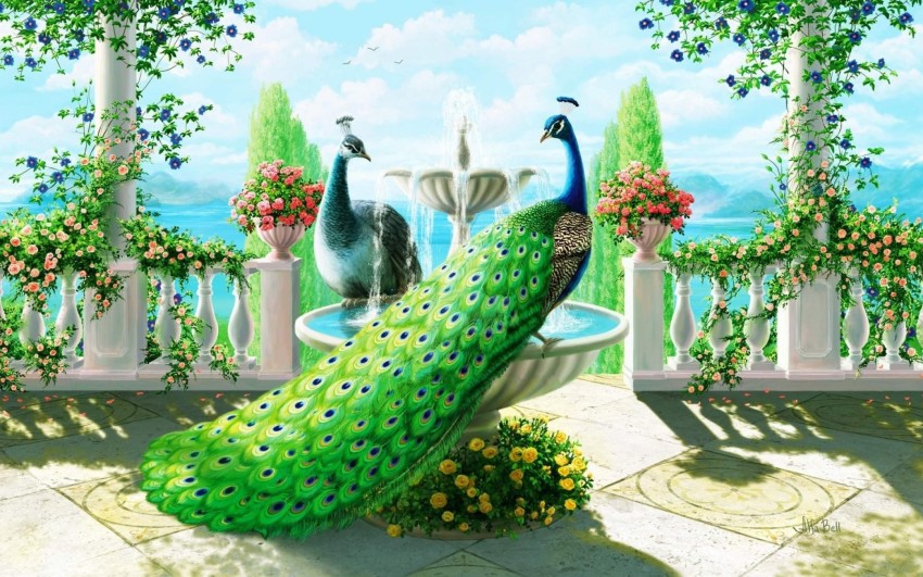3d Peacock Wallpaper Stock Illustration 1369765541 | Shutterstock