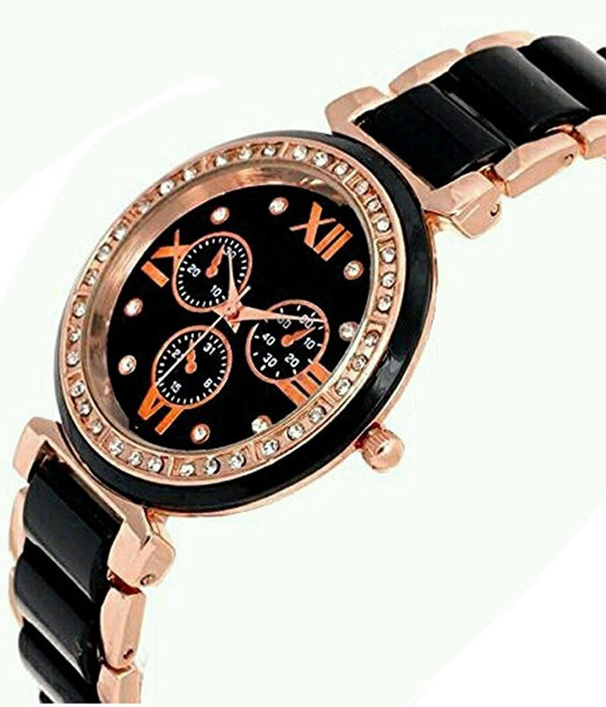 Pappi Boss Analog Watch For Women Buy Pappi Boss Analog Watch For Women Designer Black Golden Stone Studded Online at Best Prices in India Flipkart