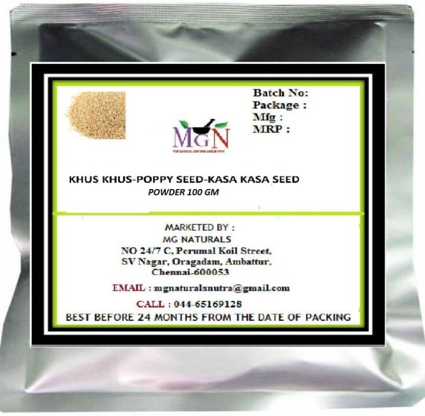 MG Naturals KHUS KHUS POPPY SEED KASA KASA SEED POWDER 100 GM