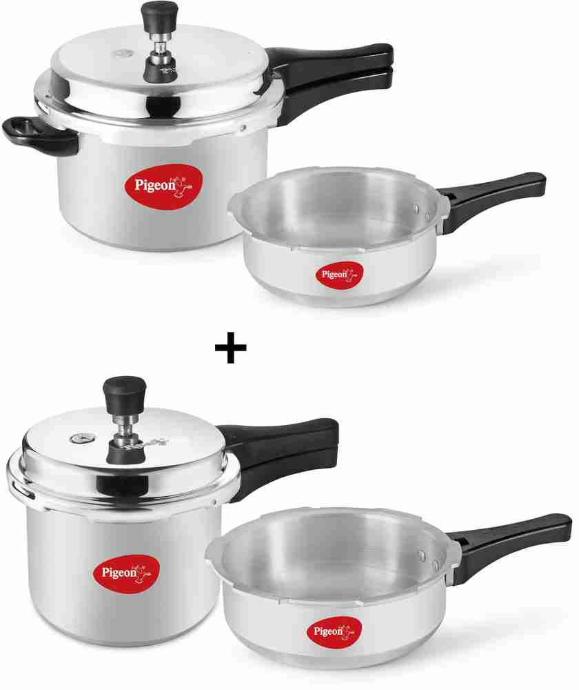 Pigeon PRESSURE COOKER COMBO 3 L 2 L 5 L 3.5 L Outer Lid Induction Bottom Pressure Cooker Pressure Pan Price in India Buy Pigeon PRESSURE COOKER COMBO 3 L