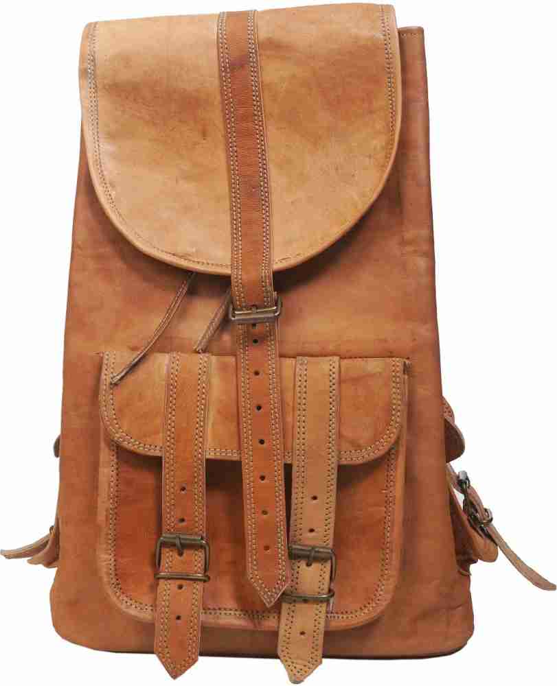 Anshika International Original Leather Backpack Bags for  Men/Women/Girl/Boy/Office/College/School/Laptop by 23 L Backpack brown -  Price in India