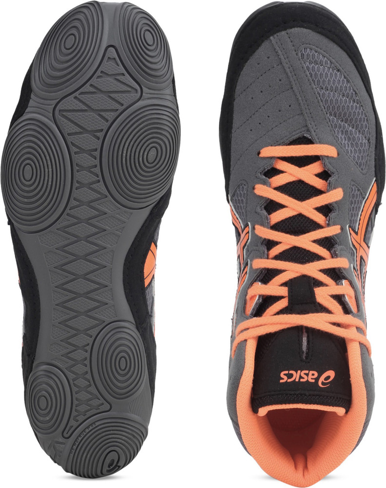Orange and black cheap asics wrestling shoes