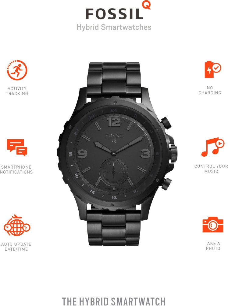 Hybrid smartwatch nate discount black stainless steel