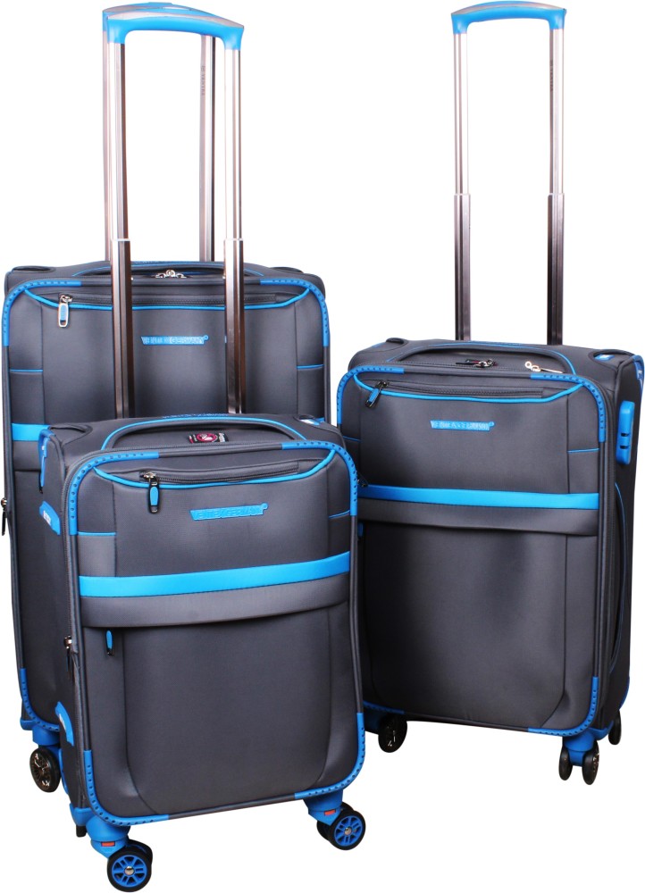 Black And Blue Polyester Ventex Trolley Bag
