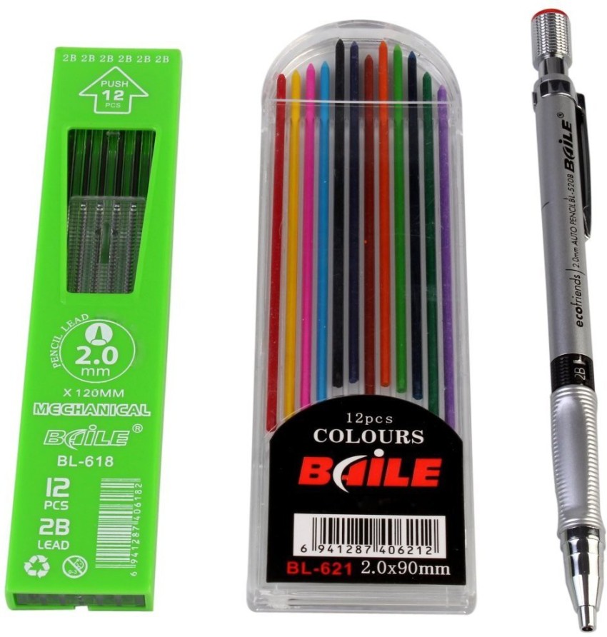 FRKB Baile Super Combo Mechanical Pencil with 5 Black & 12  Color Lead Refills Pencil 