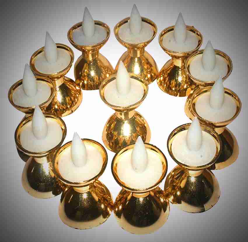 A To Z Traders Battery Operated Yellow LED Diya Deepak TeaLights for Diwali Plastic Pack of 12 Table Diya Set Price in India Buy A To Z Traders Battery Operated Yellow