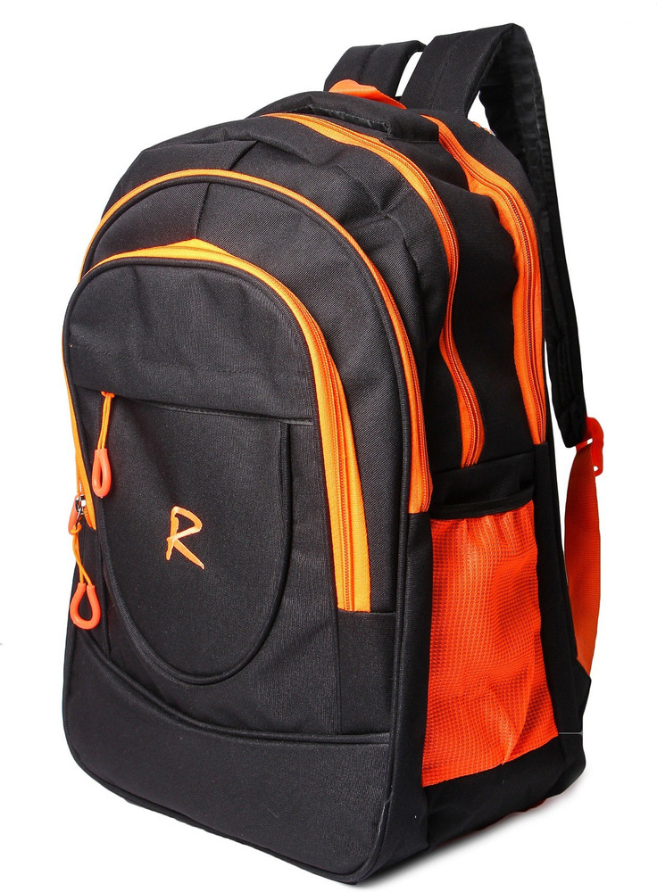 Ranger Black Orange new school bag with laptop Flipkart