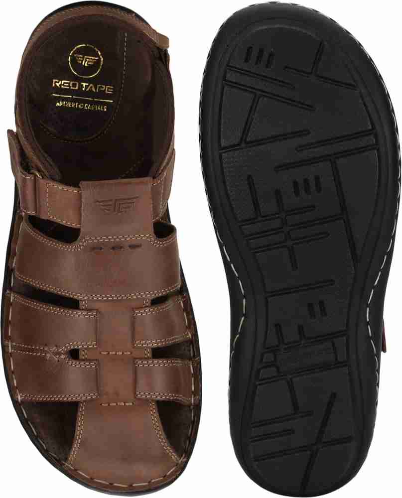 Red tape mens leather velcro store closure sandals