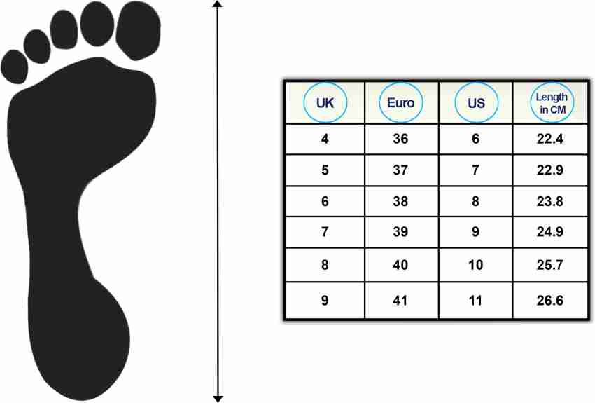 Catwalk footwear 2025 size chart