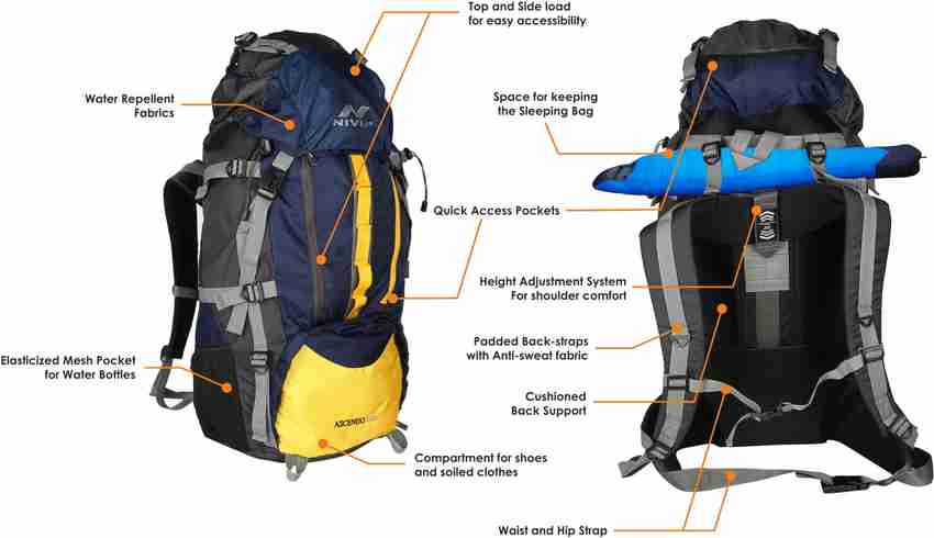 Nivia ascendo outdoor waterproof hiking rucksack discount