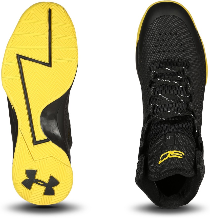 Under armour black store and yellow shoes