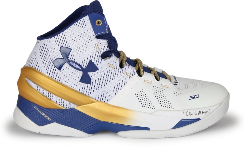 Navy blue and hot sale gold basketball shoes