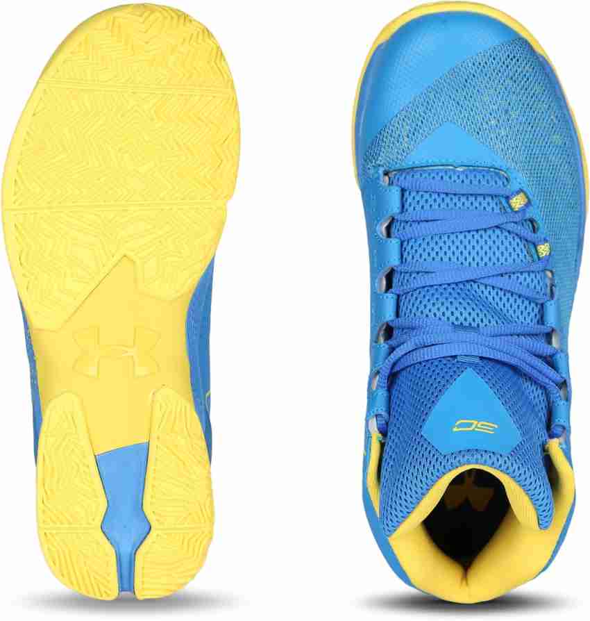 Under armour blue hot sale and yellow basketball shoes