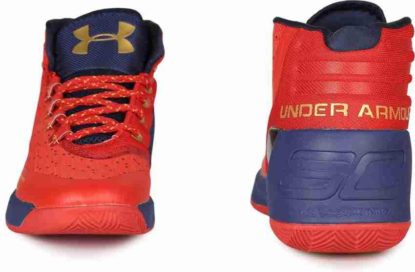 Basketball shoes best sale blue and gold