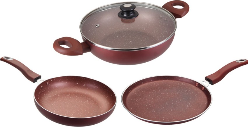 Usha Shriram 3 Piece Set, Non Stick Tawa, Non Stick Kadai