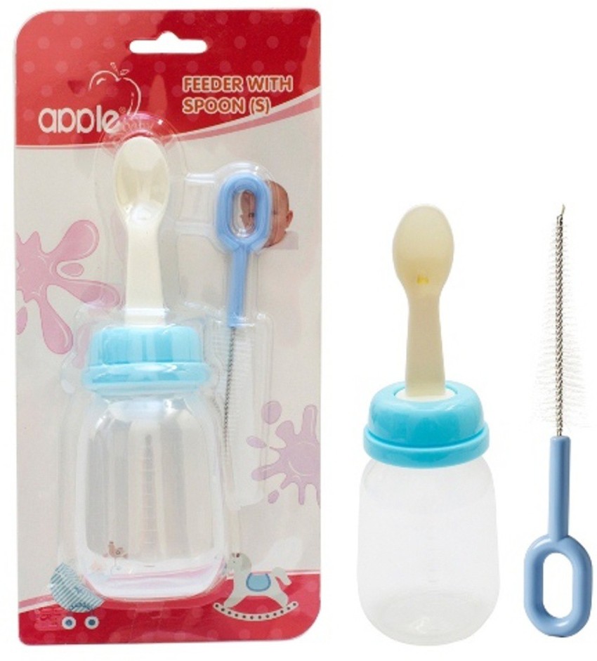 Baby feeding bottle hot sale with spoon attached