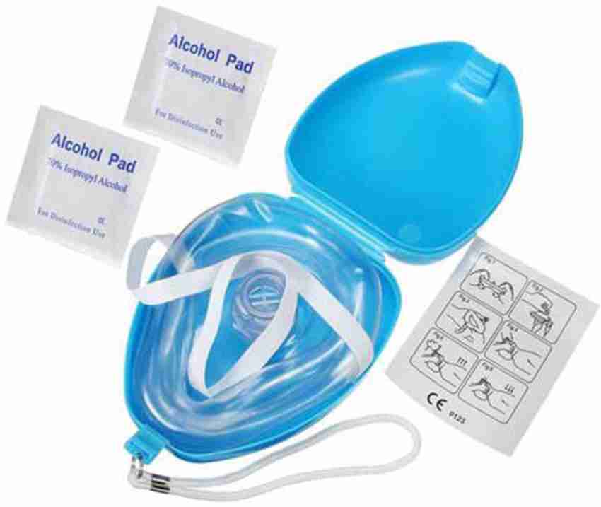 CPR Pocket Mask One way Valve Mouthpiece Resuscitator Blue Oxygen