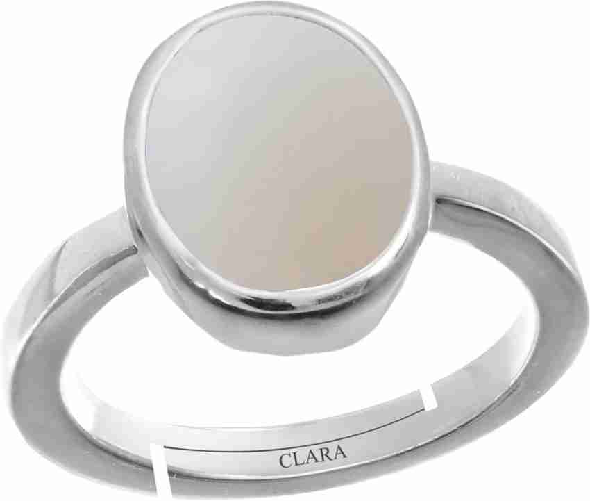 Certified Pearl Moti 3cts or 3.25ratti 92.5 Sterling Silver Adjustable Ring