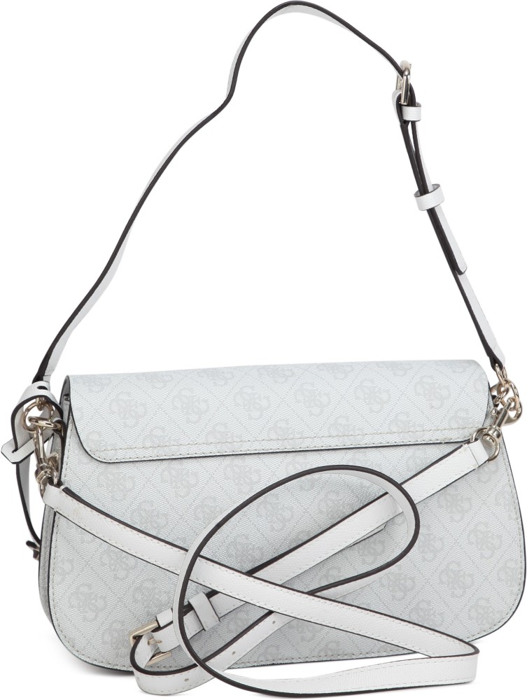 GUESS White Grey Sling Bag MARTINE CROSSBODY FLAP GREY Price in