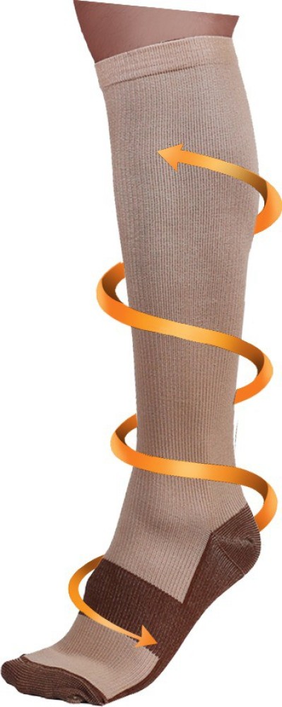 Lumino Cielo Copper Compression Socks offers ankle support, Calf Support,  Relief from Varicose Veins (SKIN COLOR) Ankle Support