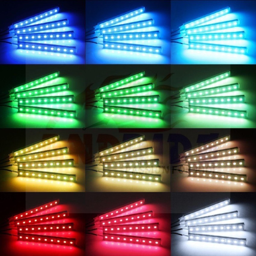 Andride 4 In1 Atmosphere Music Control 12 Led Foot Strip Light Car Interior Decorative  Light (12 LED) Car Fancy Lights Price in India - Buy Andride 4 In1  Atmosphere Music Control 12