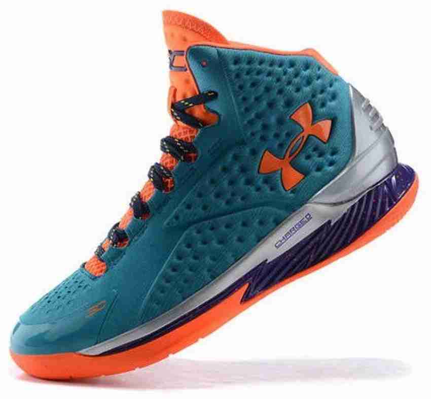 UNDER ARMOUR Curry 1 Teal Orange Grey Purple Basketball Shoes For