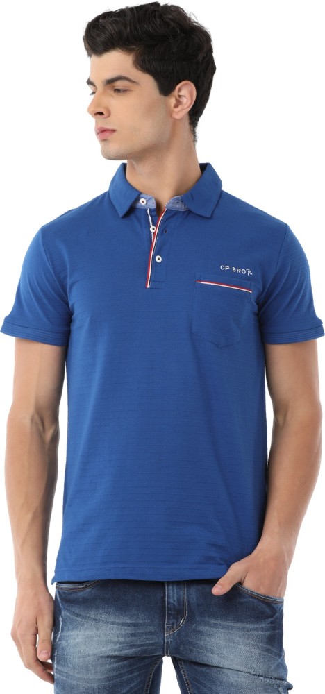 CP BRO Solid Men Polo Neck Blue T-Shirt - Buy CP BRO Solid Men