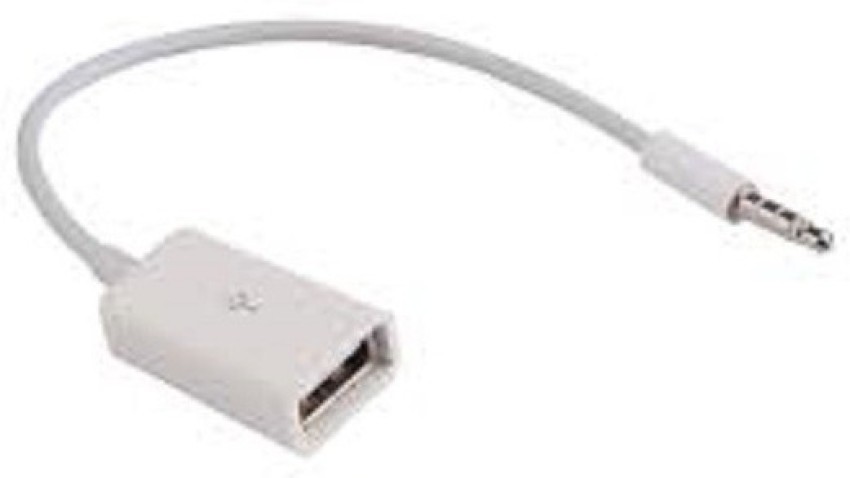 USB Female to 3.5mm Jack Male Audio Converter Cable Adapter (White) 