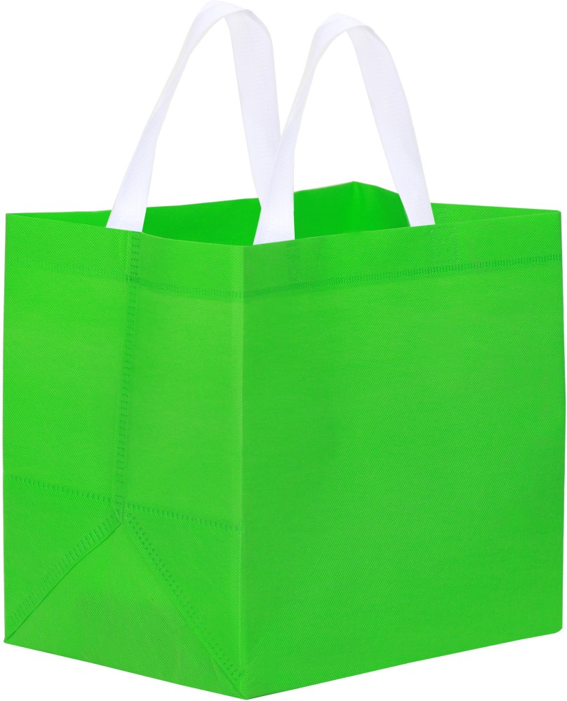 Nature s Bag GREEN NON WOVEN BOX TYPE OF BAGS Pack of 10 Grocery