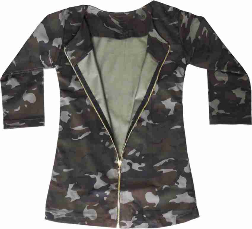 Women's's camouflage pattern jacket featuring long sleeves, pockets, zipper  detail, and made with 100% cotton. – BellanBlue