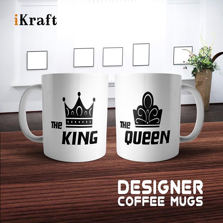 King 01 Queen 01 Couple Mug Cute Matching Ceramic Cups Gift for Couples