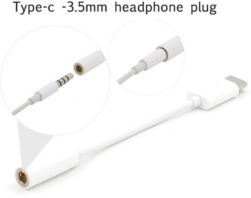 OTD White Type C Earphone Connector to 3.5mm for Type C Mobiles