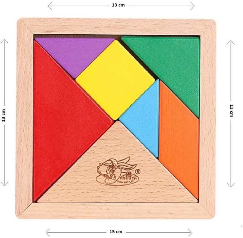 Wooden Tangram 7 Piece Puzzle Square I.Q. Development Game