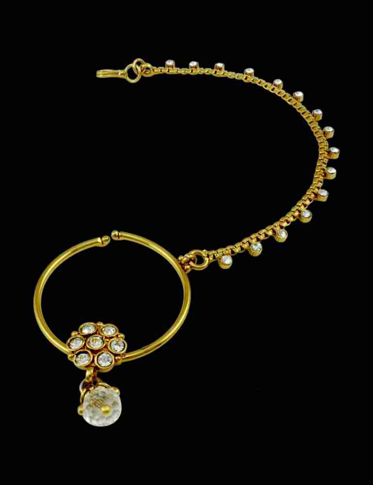 Orniza Nath Traditional Bridal Nose Ring In Neutral Color Gold