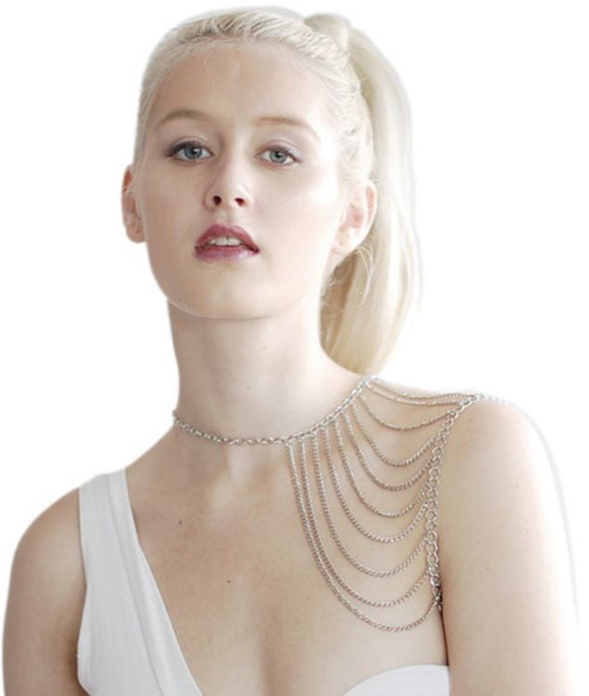 Sansar India Shoulder Chain Body Jewellery Silver Plated Alloy