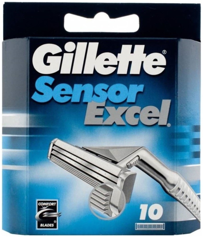 Gillette Sensor Excel 10 Blades + Shaver with 3 Replacement Blades