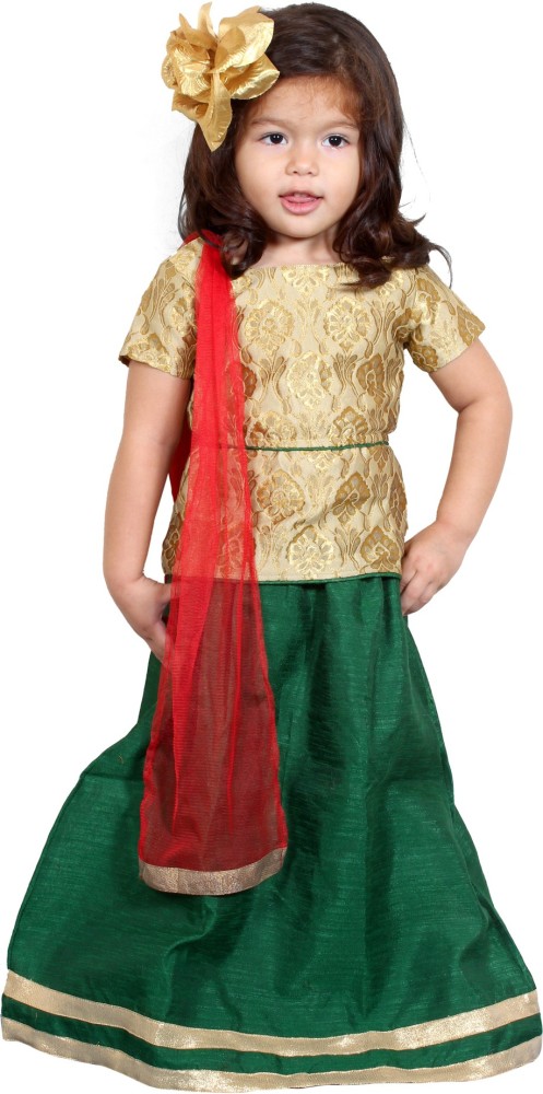 Chubby Cheeks Girls Lehenga Choli Ethnic Wear Self Design Lehenga